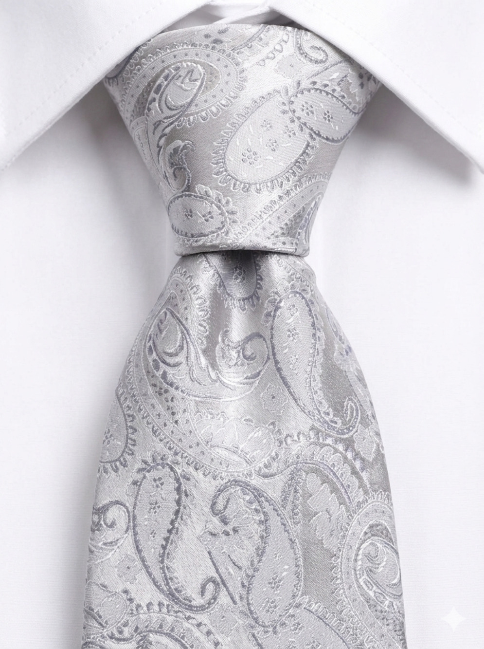 Angelo Rossi silver paisley microfiber tie - 61"